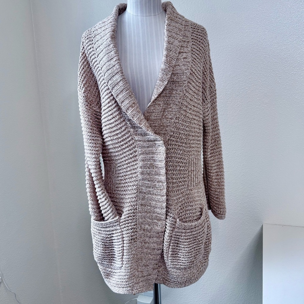 Eddie Bauer Chunky Knit Cardigan Sweater Neutral Oat Cream Beige Size Large